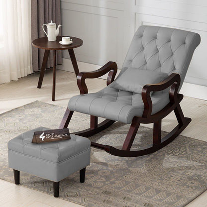 Premium Gustaf Rocking Chair+Footrest | Rosewood | 17 Colours Available CRUZ INTERNATIONAL