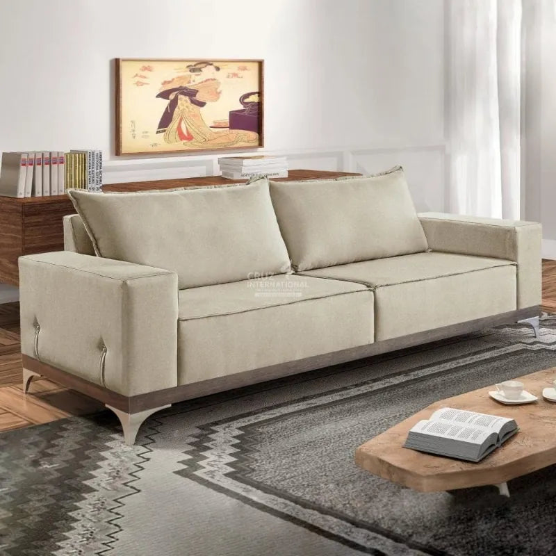 WoodHaven 3-Seater Solid Wood Sofa CRUZ INTERNATIONAL