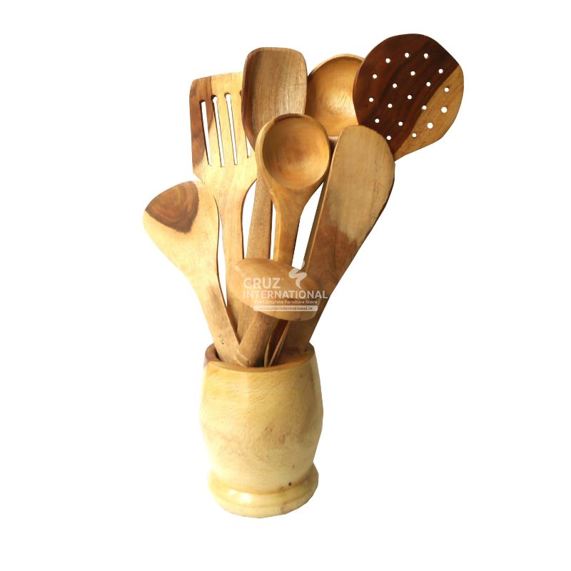 CRUZ INTERNATIONAL Mango Wood Spatula set of 9