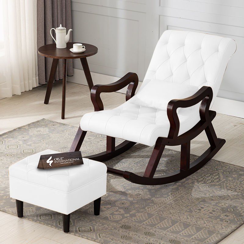 Premium Gustaf Rocking Chair+Footrest | Rosewood | 17 Colours Available CRUZ INTERNATIONAL