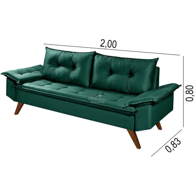 The Modernista 3-Seater Solid Wood Sofa: Sleek Design, Comfortable Seating CRUZ INTERNATIONAL