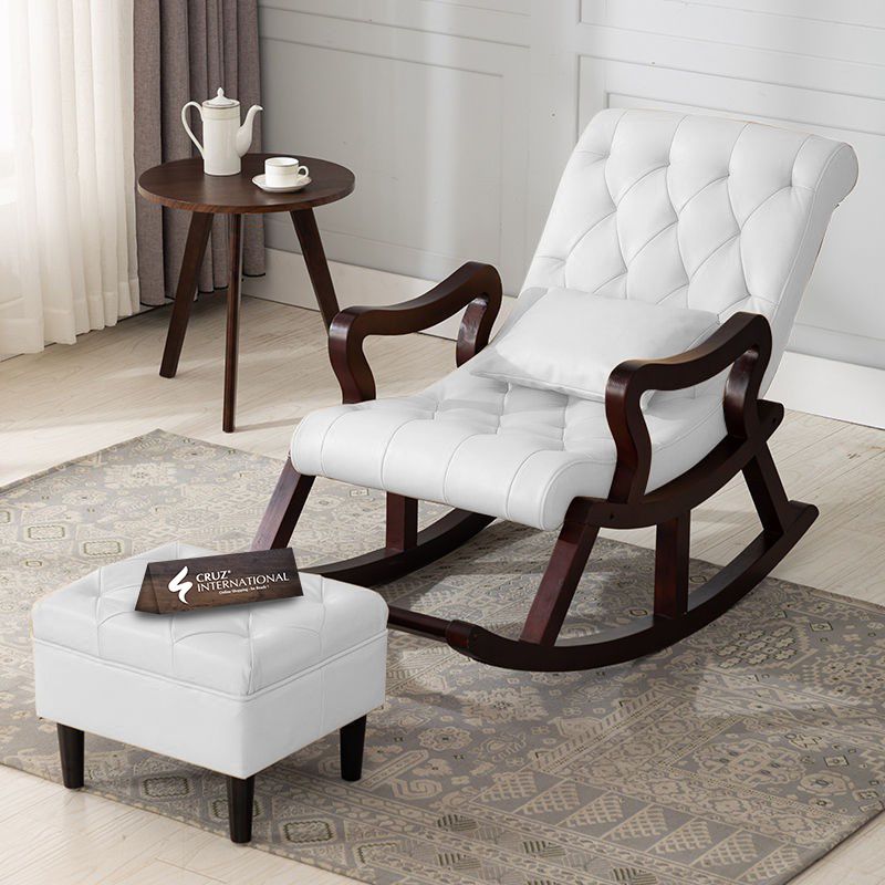 Premium Gustaf Rocking Chair+Footrest | Rosewood | 17 Colours Available CRUZ INTERNATIONAL