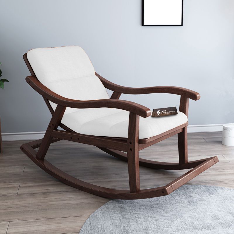 Premium Ralph House Rocking Chair | Rosewood | 13 Fabric Colour Available CRUZ INTERNATIONAL