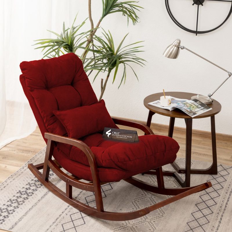 Premium Terje Comfort Rocking Chair | Rosewood | 12 Colours Available CRUZ INTERNATIONAL