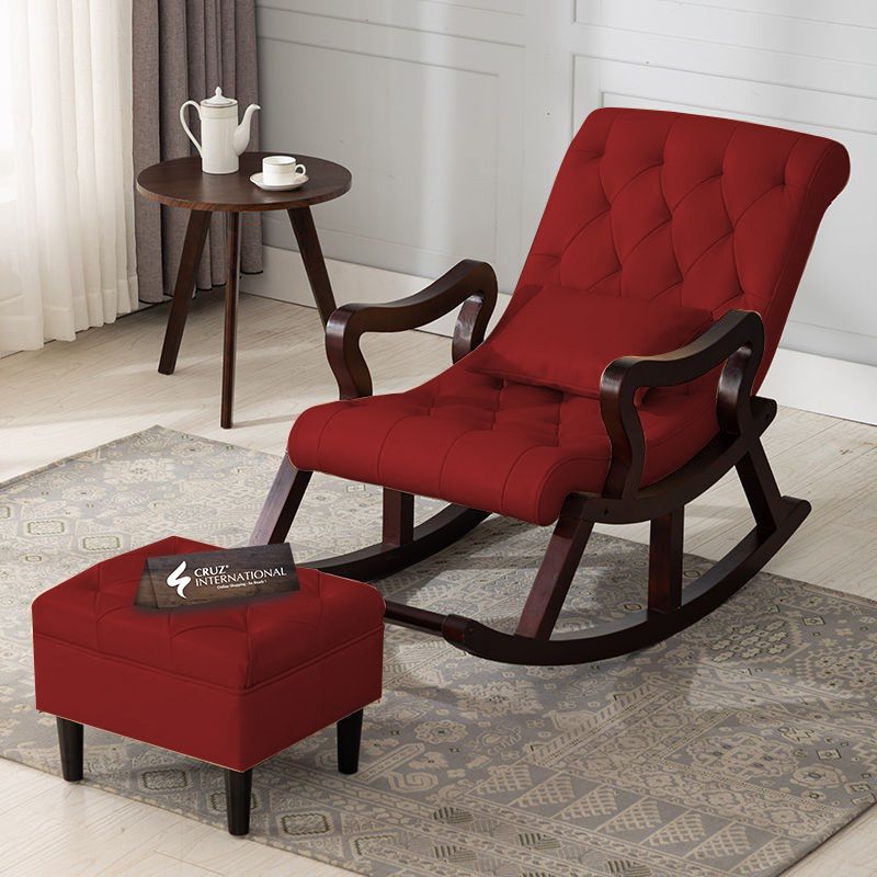 Premium Gustaf Rocking Chair+Footrest | Rosewood | 17 Colours Available CRUZ INTERNATIONAL