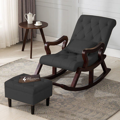 Premium Gustaf Rocking Chair+Footrest | Rosewood | 17 Colours Available CRUZ INTERNATIONAL