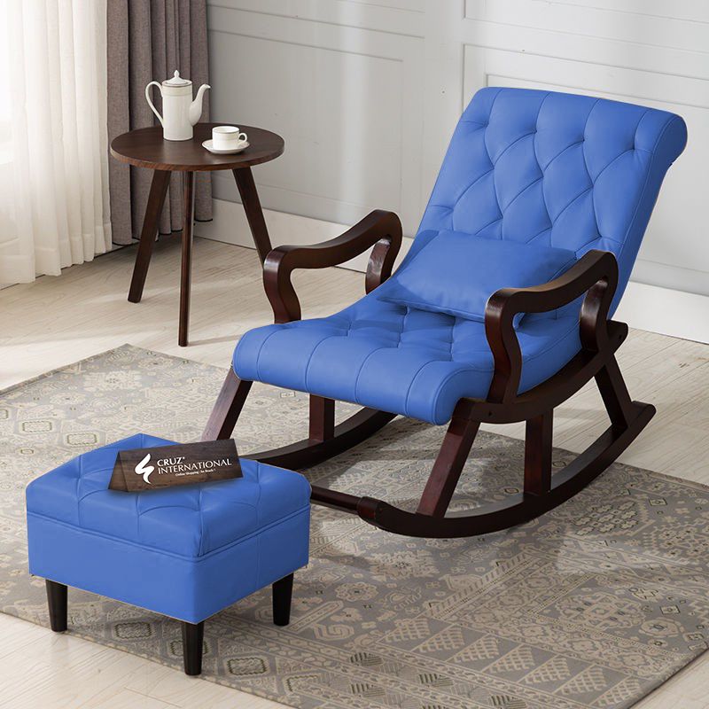 Premium Gustaf Rocking Chair+Footrest | Rosewood | 17 Colours Available CRUZ INTERNATIONAL