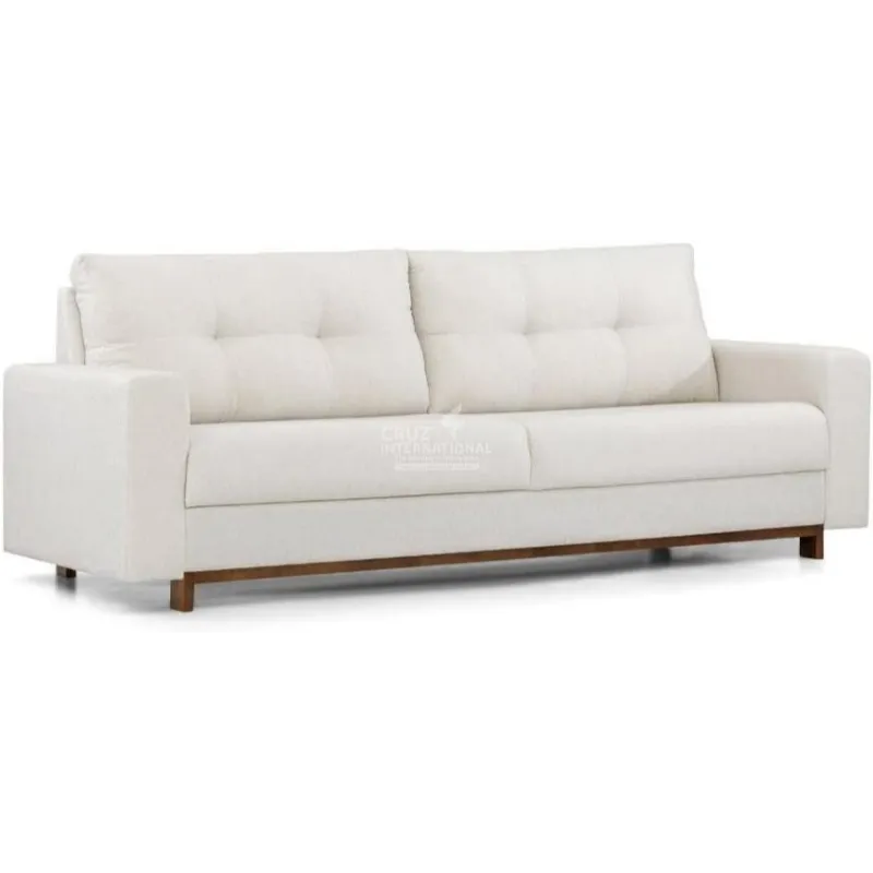 Woodland 3-Seater Solid Wood Sofa in Cream CRUZ INTERNATIONAL