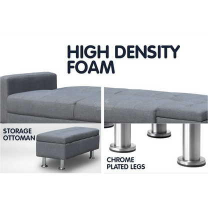 Modern Elegance: L-Shaped Sofa with Sleek Stainless Steel Legs CRUZ INTERNATIONAL