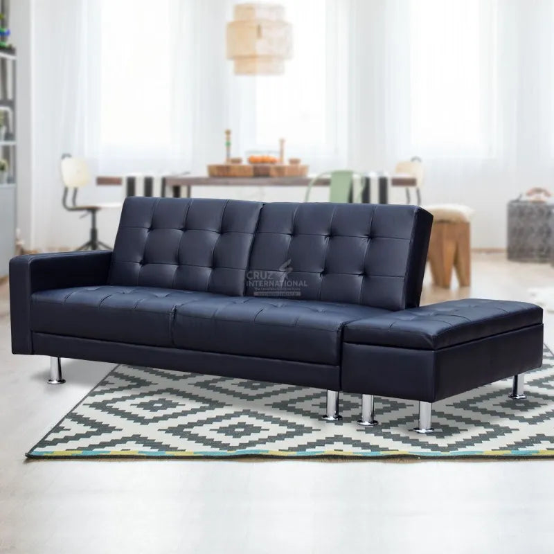 Modern Elegance: L-Shaped Sofa with Sleek Stainless Steel Legs CRUZ INTERNATIONAL