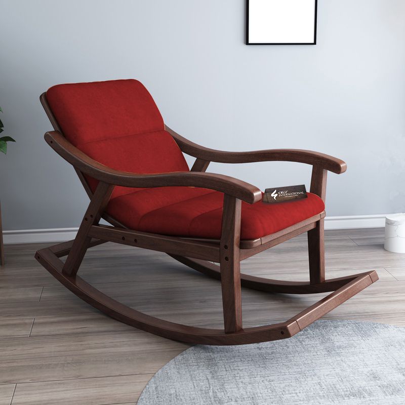 Premium Ralph House Rocking Chair | Rosewood | 13 Fabric Colour Available CRUZ INTERNATIONAL