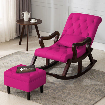 Premium Gustaf Rocking Chair+Footrest | Rosewood | 17 Colours Available CRUZ INTERNATIONAL